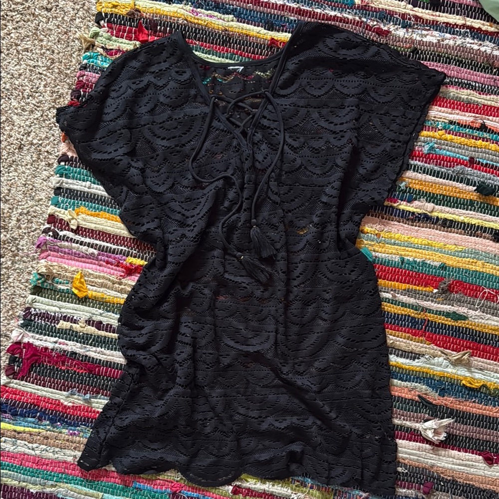 Black Lace Swim Cover-Up